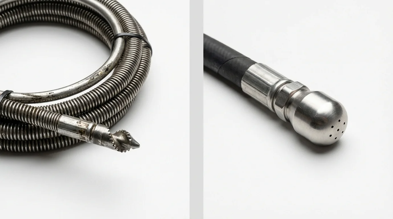 Drain snake cable and hydro jetting nozzle used for drain cleaning in Saint Ann, MO
