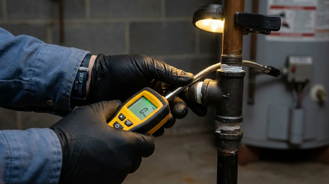 Gas leak detection with electronic sniffer by Johns Plumbing LLC in Saint Ann